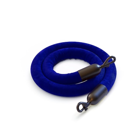 Montour Line Velvet Rope Blue With Black Snap Ends 6ft.Cotton Core PVR150-60-BL-SE-BK